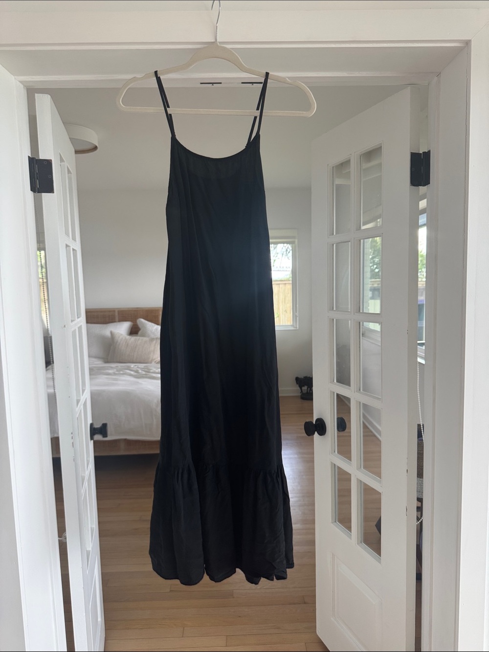 A New Day Black Slip Maxi Dress with Ruffle Hem